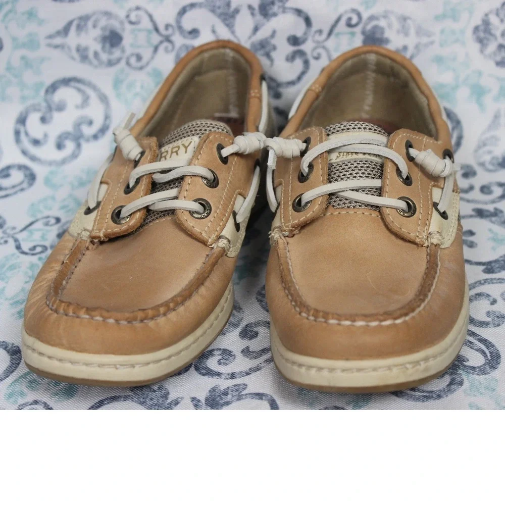 Sperry Top Sider Women STS97405‎ Tan Leather Boat Shoes Size 6M